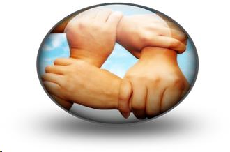 Image of four hands forming a square.