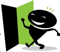 Image of a person walking out a door.