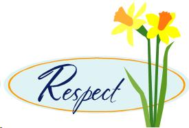 Image with the word "respect" in a circle with flowers next to it.