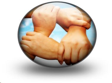 Image of four hands forming a square.