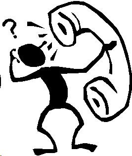 Image of a person holding a very large telephone receiver.